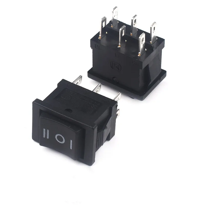 5PCS Rocker Switch 15*21mm Mini Black 3 Pin / 6 Pin on/Off/On AC 6A/250V 10A/125V KCD1 Power Button Switch