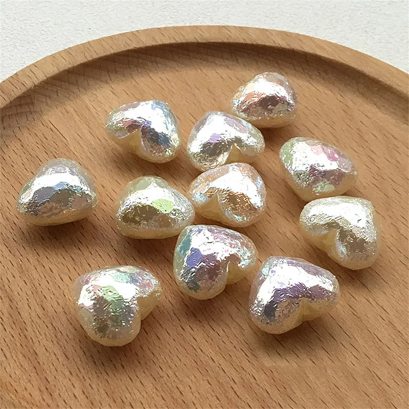 Wholesale 50pcs 20*17mm AB Colors Acrylic Pearl Heart Beads Ornament Accessories DIY Jewelry Findings Earring Necklace Bracelet