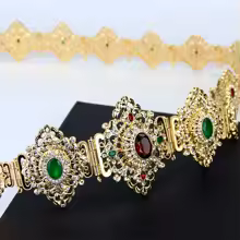 Sunspicems Moroccan Caftan Belt for Women Wedding Dress Body Jewelry Gold Color Metal Waist Chain Adjustable Length Bride Gift - Image 1