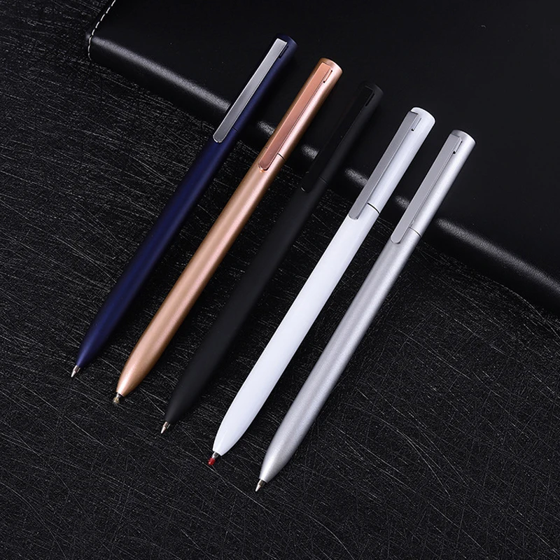 Caneta de metal rotativa com gel para xiaomi, canetas de metal de 0.5mm com recarga suave, elegante e firme, escritório e negócios