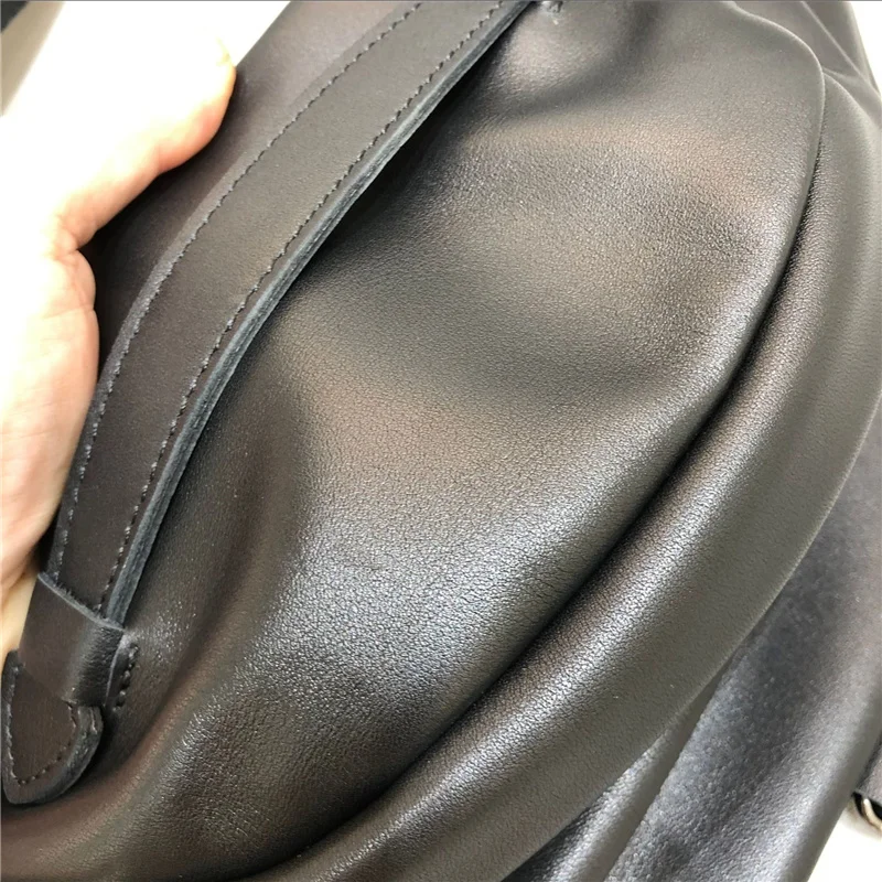 100% Soft Genuine Leather Saddle Bag Female Shoulder Bag High Quality Wide Shoulder Strap Black Chest Crossbody Bags For Women