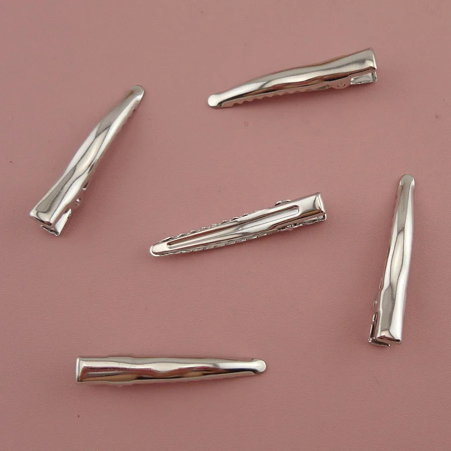 100PCS  Various Sizes Single Prong Metal Alligator Clips with teeth kids Plain Beak Hairpins For DIY Lead free Nickle free view 6