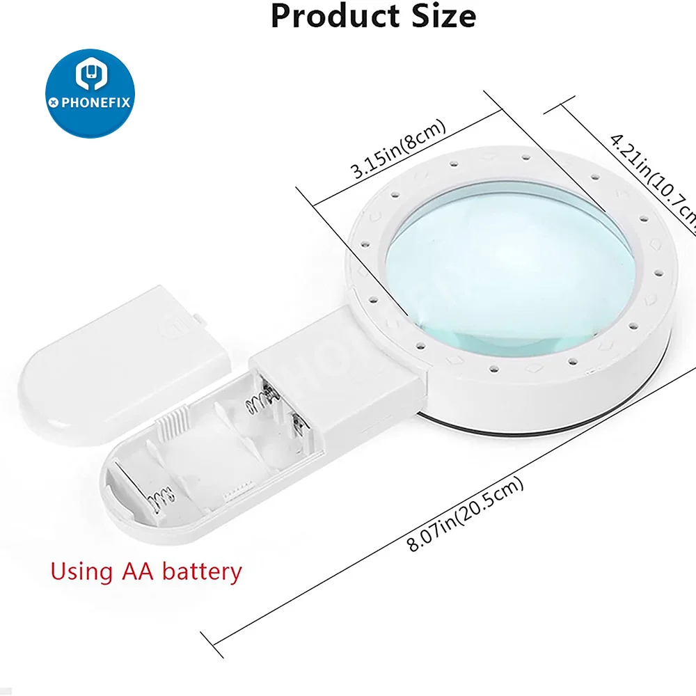 

30X Handheld Magnifier Loupe With LED Light Lamp Easy Using for Reading Jewelry Electronics Illuminated Magnifying Glass Lens