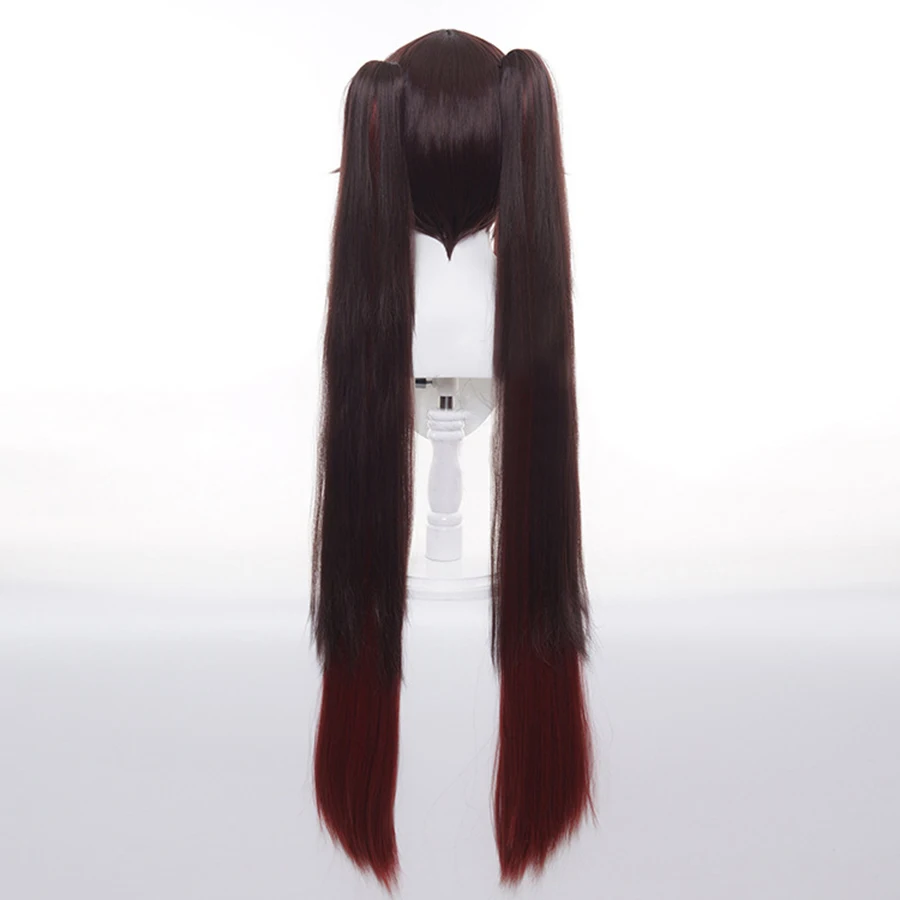 Genshin Impact Hutao parrucca Cosplay marrone 110cm capelli lunghi coda di cavallo gioco Anime parrucche Cosplay ragazze donne parrucca festa di Halloween + parrucca rete