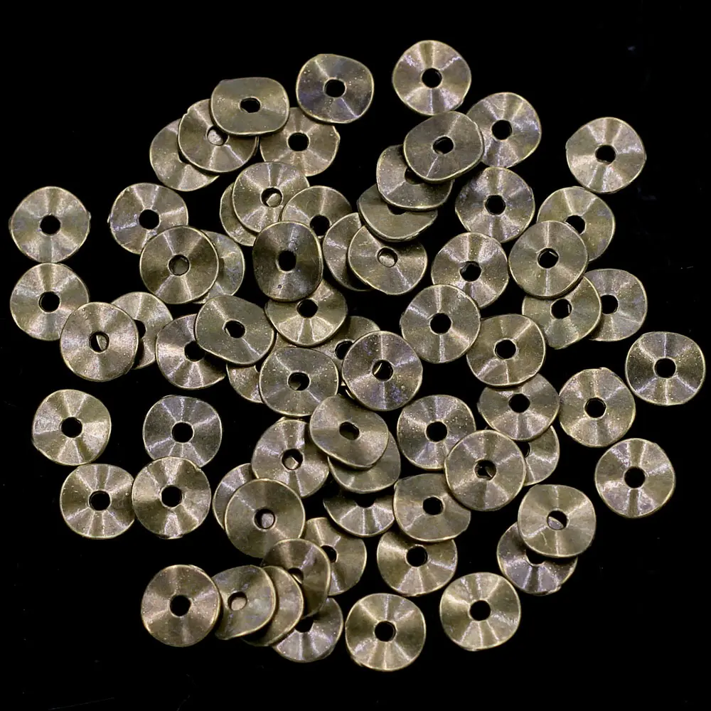 50Pcs Spacer Beads Wave Tortuose Ring Earrings Round Metal Silver Copper Gold Color Charms Jewelry DIY Findings 9mm Dia.