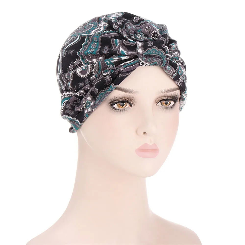 Turbante con estampado de moda para mujer, gorro de flores elásticas suaves, Hijabs interiores para la cabeza, Hijab musulmán