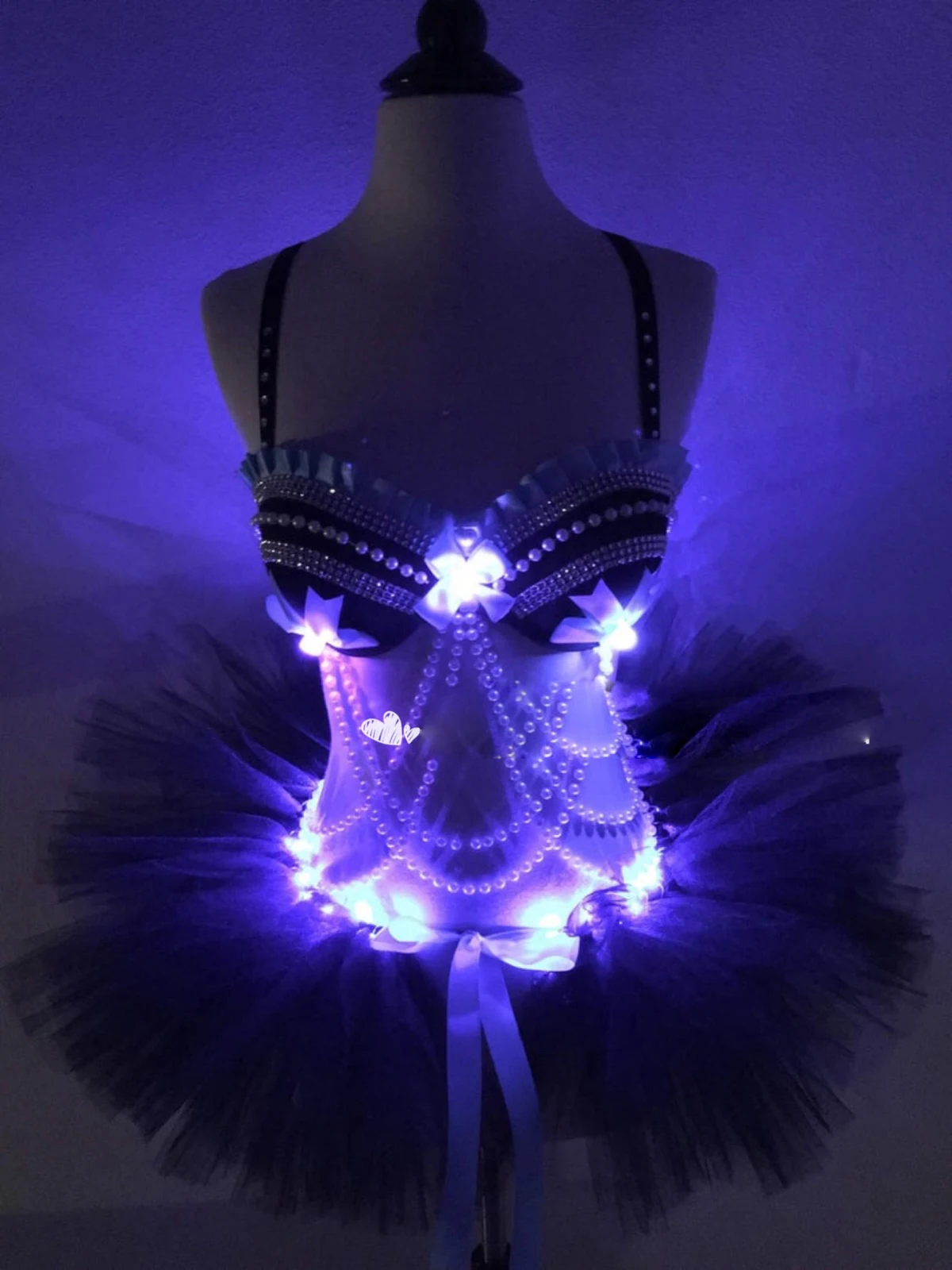 Light up BIKINI Luminous tutu costume custom led rave bra outfit