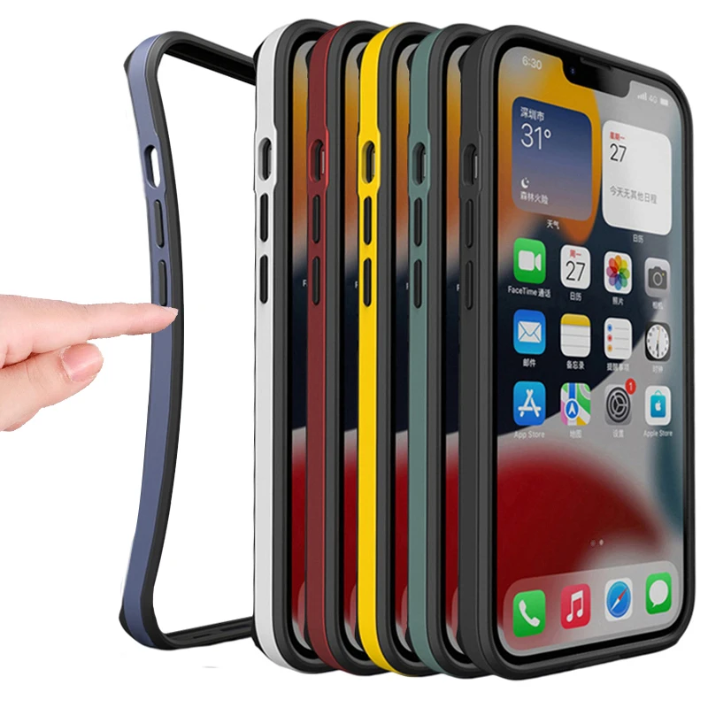 Slim Silicone Bumper Case For iphone 15 Pro Luxury Flexible Thin Shockproof Anti-Slip Soft Frame Accessories