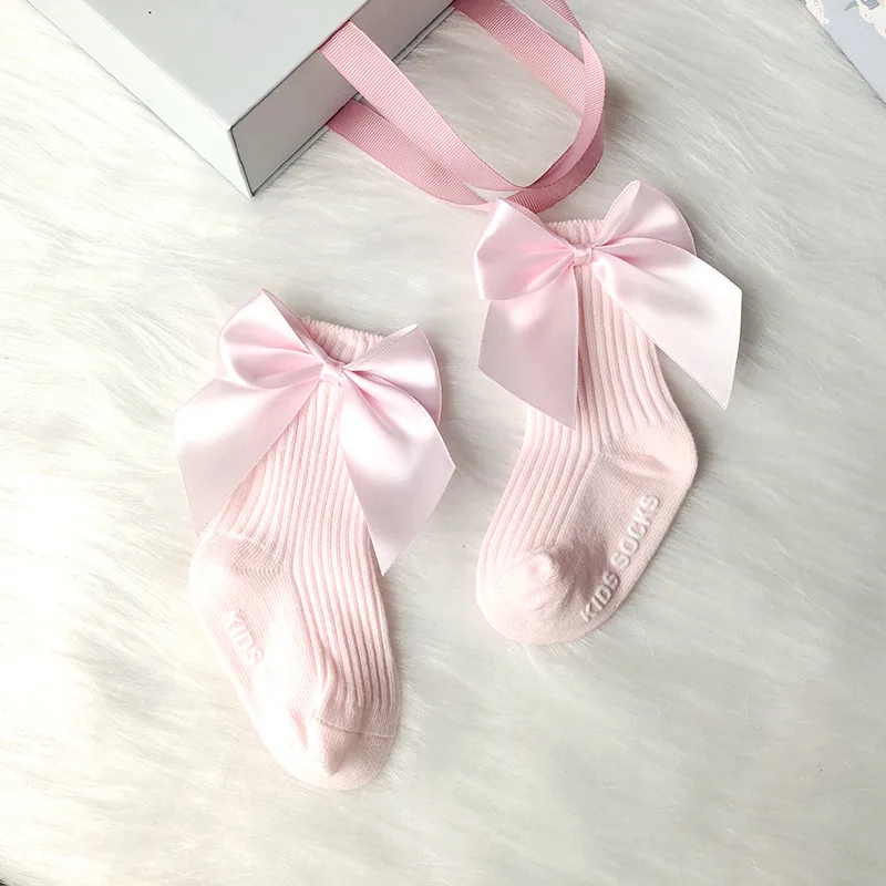 Baby Girls Socks With Bows Toddlers Short Sock Soft Cotton Non-slip Newborn Birthday Gift Infant Princess Socken For 0-3 Years