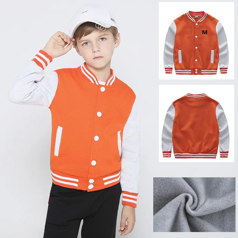 

Children Baseball Uniform Set Cardigan Single Breasted Solid Kids Pockets Coat School Sportswear Jackets 2021 New Top