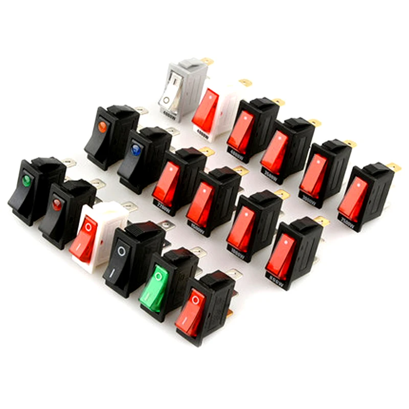 

2PCS White Green Blue Red 8000W ON OFF Rocker Switch KCD3 16A 4000W 1000W2000W 3000W 3500W Electric Heating Button Power Switch