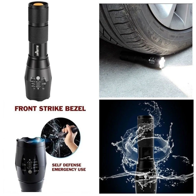 Portable T6 Tactical Military LED Flashlight 980000LM Zoomable 5-Mode Without Battery Outdoor tools