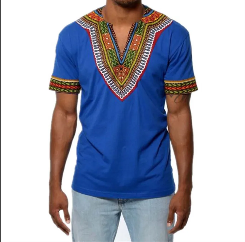 Fashion Mens African Clothes Tops Tee Shirt Africa Dashiki Dress Clothing Casual Short Sleeve T Shirt for Men Plus Size S-4XL