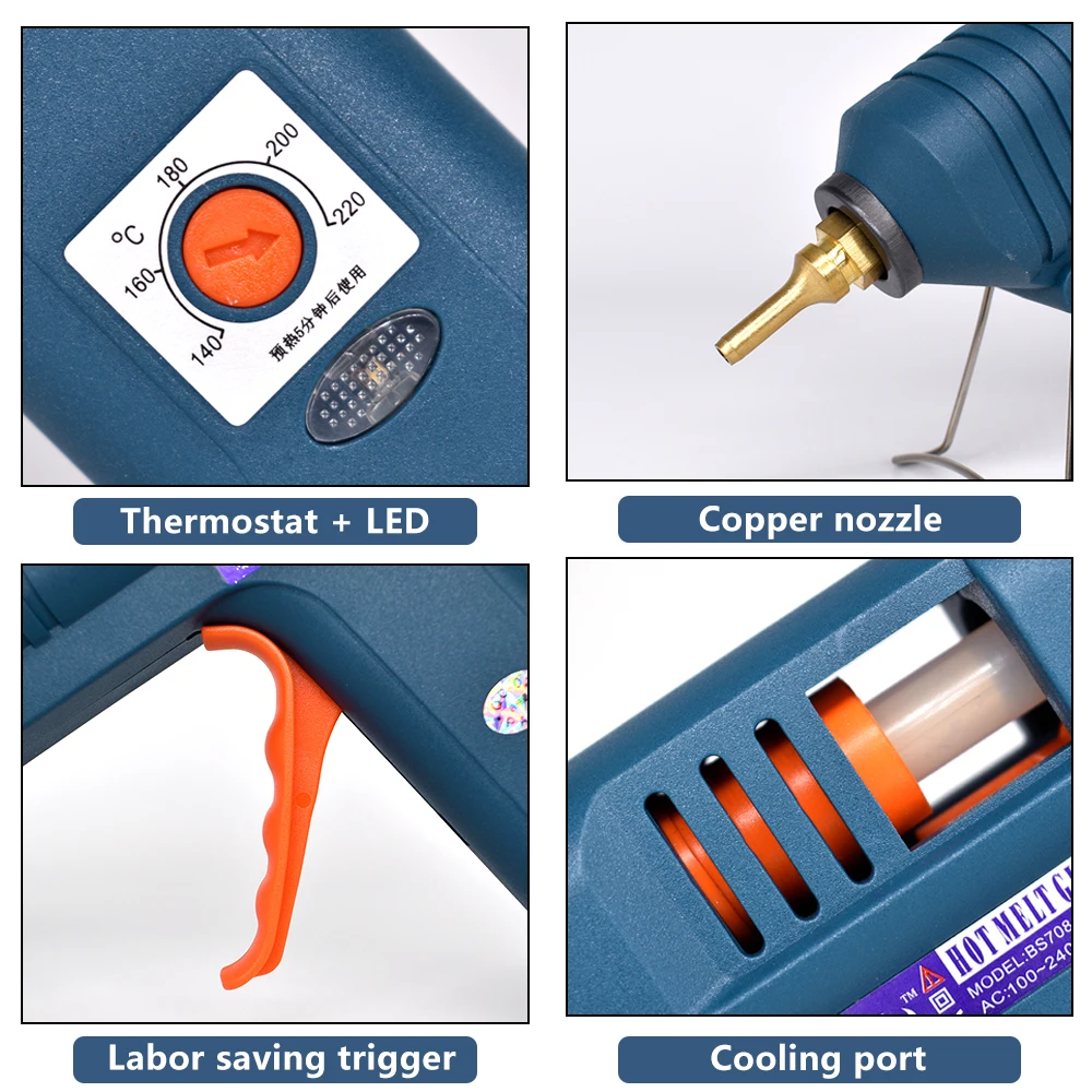 150W hot melt glue gun, replaceable nozzle, temperature adjustment, use 11mm glue stick, industrial glue gun, used for repairing