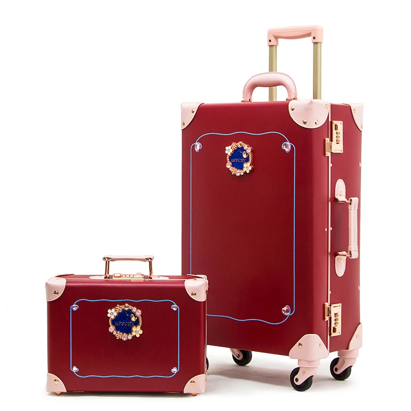 New PU leather luggage set with cosmetic bag women vintage travel suitcase fashion trolley luggage girls high quality luggage