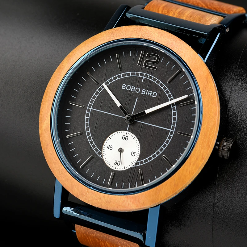 BOBO BIRD 남녀공용 우드 워치, Seiko Quartz 무브먼트 손목시계, 커플용 맞춤 선물, 직송 