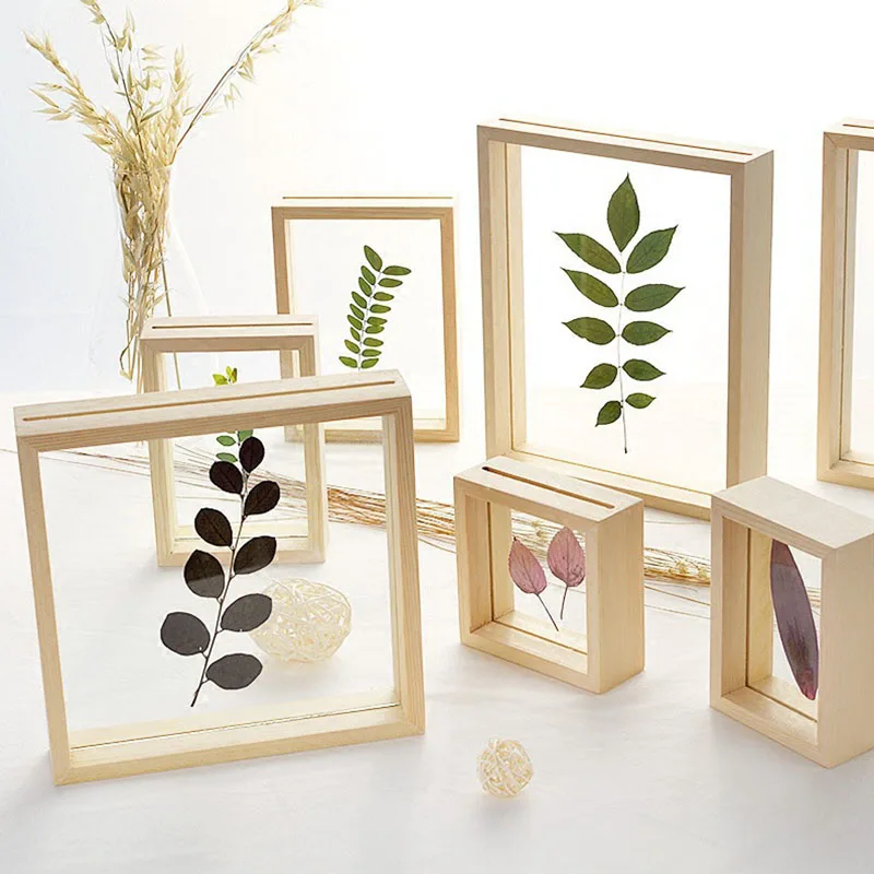 Quality Wood Double Sided Glass Frame, Simple Plant Specimens Frame, Home Decor, Photo Frames, Ornaments, Decoration Crafts, DIY