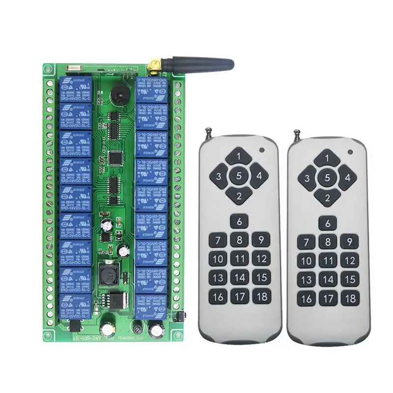 

433mhz DC 12V 24V 18CH RF Wireless Remote Control switch 1000 m Agriculture security industry control 10A relay