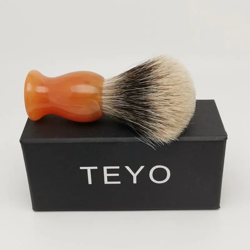 TEYO Shaving Brush of Two Band Silvertip Finest Badger Hair With Gift Box Perfect for Wet Shaving Cream Soap Razor Tools