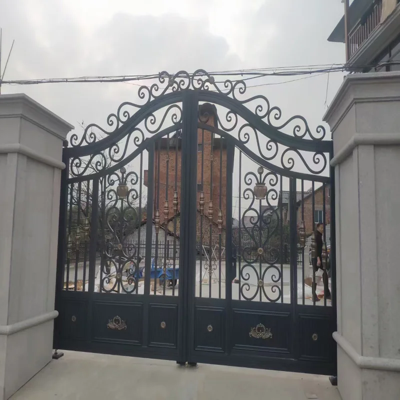 High Quality Custom Modern Villa Luxury Main Double Entrance Cast Wrought Iron Door Design