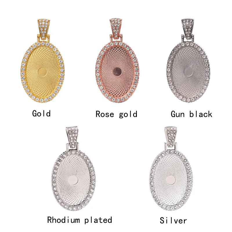 3 قطعة إعدادات قلادة تشيكوسلوفاكيا حجر الراين البيضاوي كابوشون قاعدة صنع المجوهرات 20x30 مللي متر سبائك صينية النتائج Crafts بها بنفسك صور القلائد الحرف