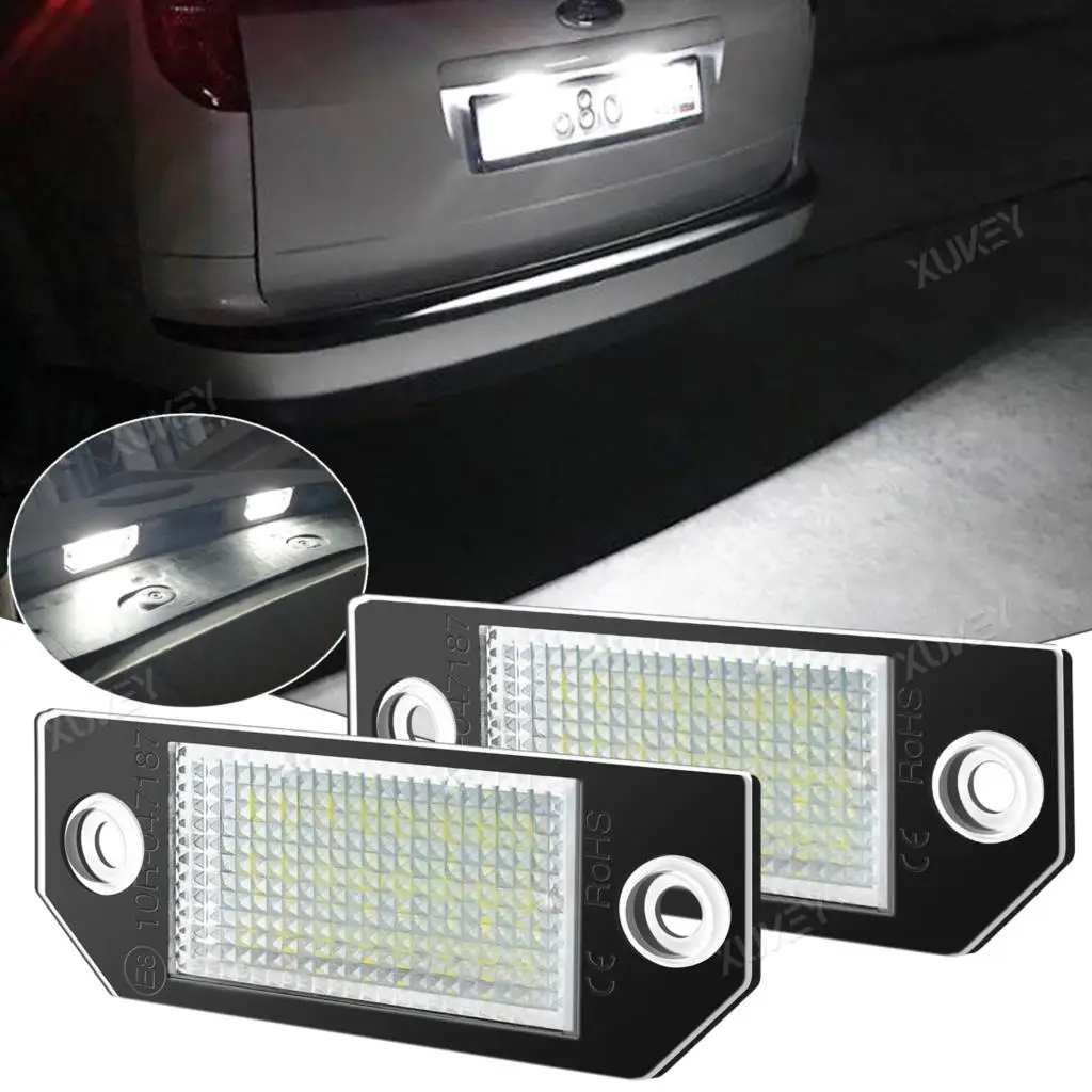 2Pcs LED Number License Plate Light Lamps Accessories For Ford Focus 2 C-MAX MK2 03-08 Car Exterior Lighting Replacement Lights