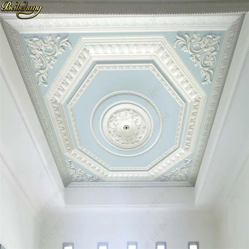 

beibehang Custom 3d wallpaper mural white plaster European relief carved ceiling ceiling background wall papel de parede