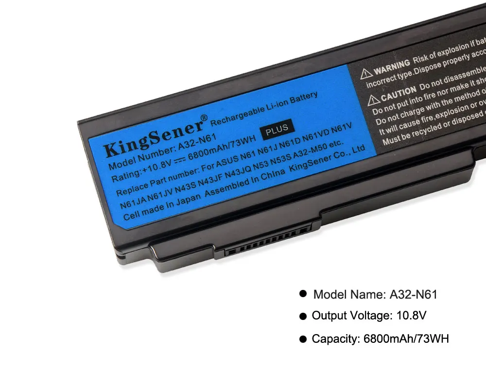 KingSener A32-N61 Bateria Do Portátil para ASUS N61 N61J N61D N61V N61VG N61JA N61JV M50s N43S N43JF N43JQ N53 N53S N53SV A32-M50