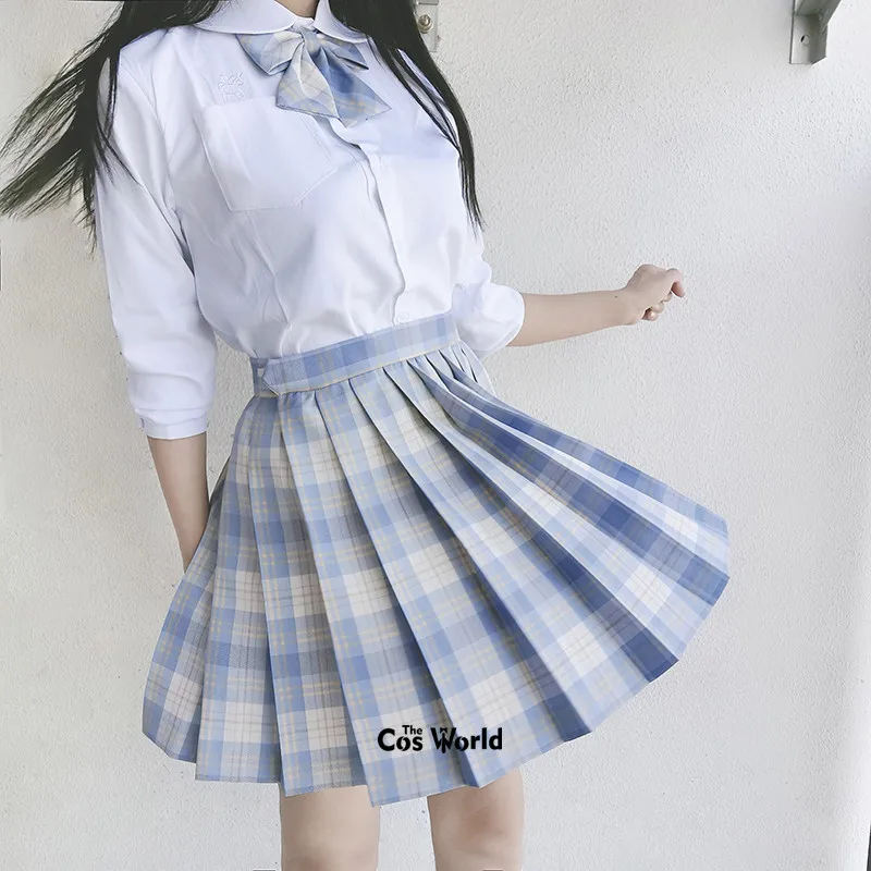 [Ice Cream] Girl's Women's Japanese Summer High Waist Pleated Plaid Skirts For JK School Uniform Students Cloths