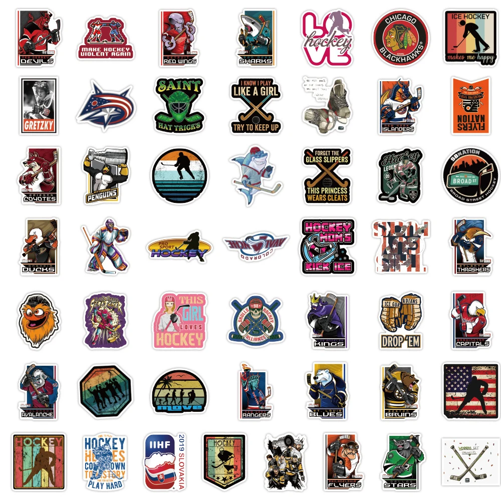 10/30/50PCS Hockey Sports Series Stickers  Skateboard Guitar Fridge Laptop Luggage Phone Bike Decal Graffiti Stickers Kids Toy