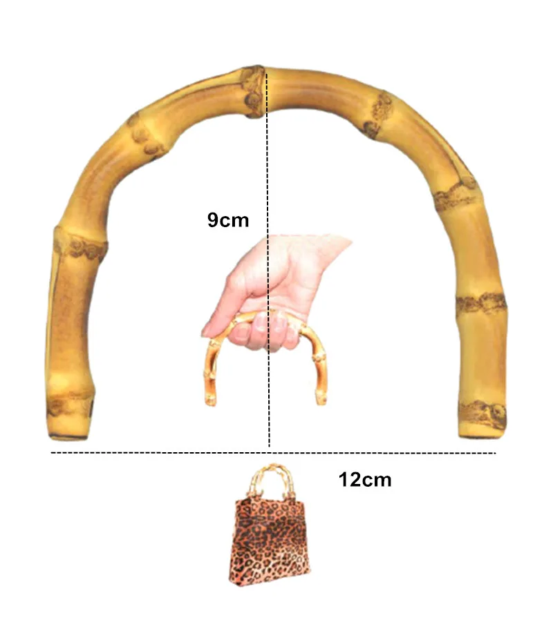 

12X9 cm Wholesale Handmade Natural Loop Pull U - Shaped Bamboo Handles For Tote Bag Rattan Obag Purse Frame Hanger Handles Parts