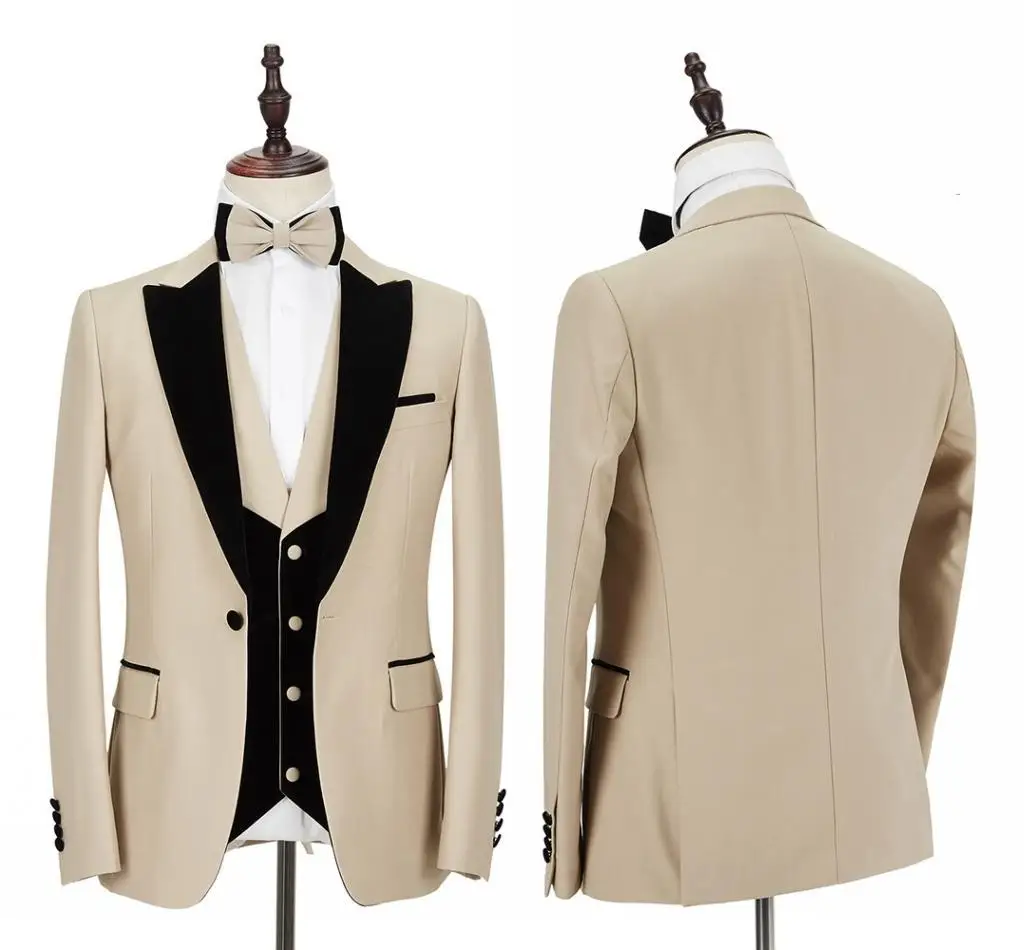 3 Pcs Set Custom Made Fashion New Men's Casual Boutique Business Two-color Stitching Suit Blazers Jacket Coat Vest Pants