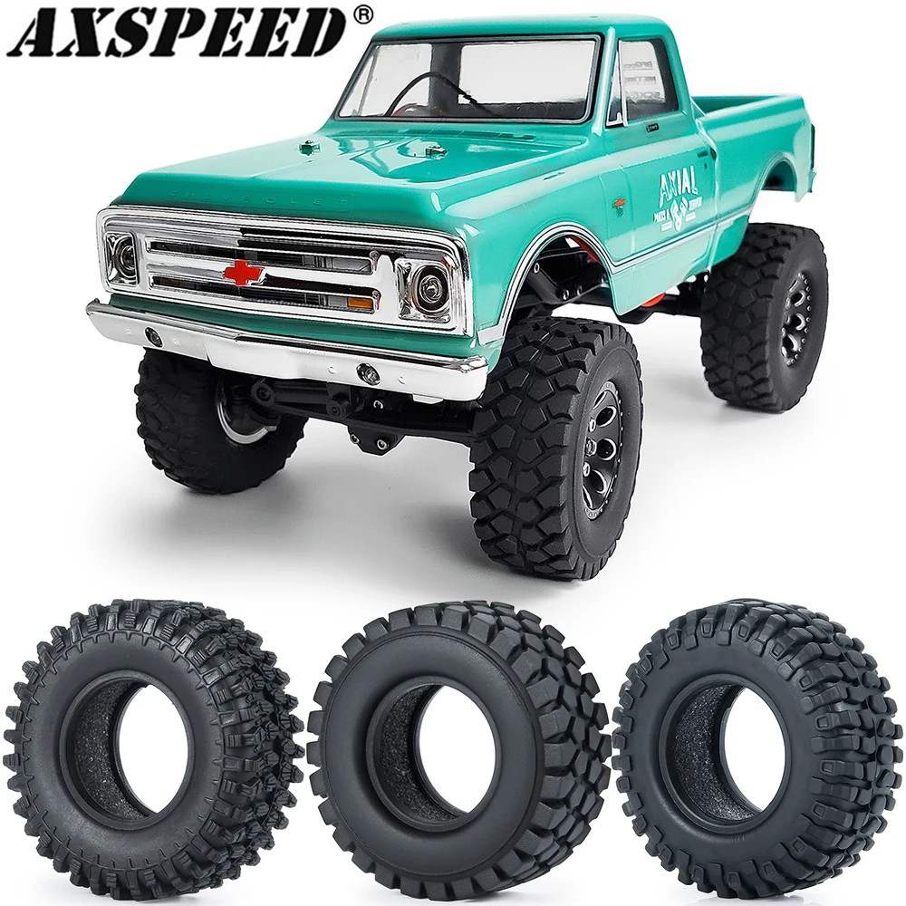 AXSPEED 4PCS 1.0 Inch Soft Rubber Tyres 50/54mm for 1/24 Axial SCX24, 1/18 TRX4M RC Micro Crawler Car Wheels Tires