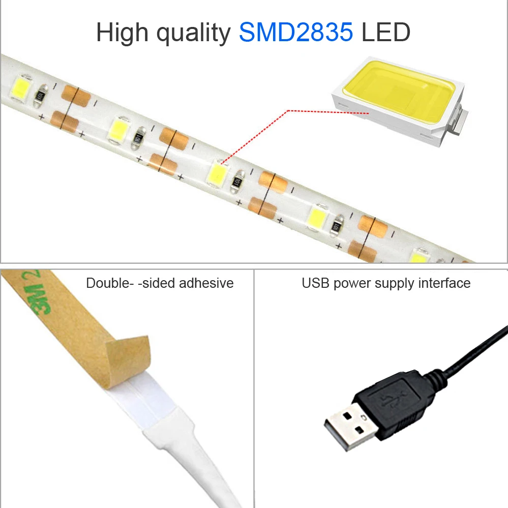 5V 1M Led Strip Light Dimmable Lamp With Touch Dimmer Switch 2835 LED Tape USB Power Flexible LED Diode Decoration Nightlights