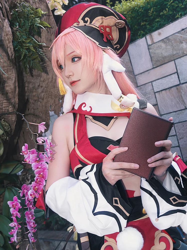 Disfraz de Cosplay de YanFei de Genshin Impact para mujer, traje Sexy con bolsa de sombrero, traje de Carnaval de Halloween, hecho a medida