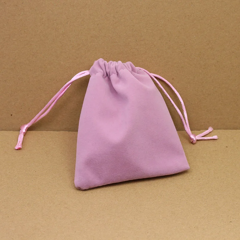 

100pcs/lot cheap drawstring bags velvet fabric jewelry bags wholesale small gift pouches for jewelry packaging storage bags