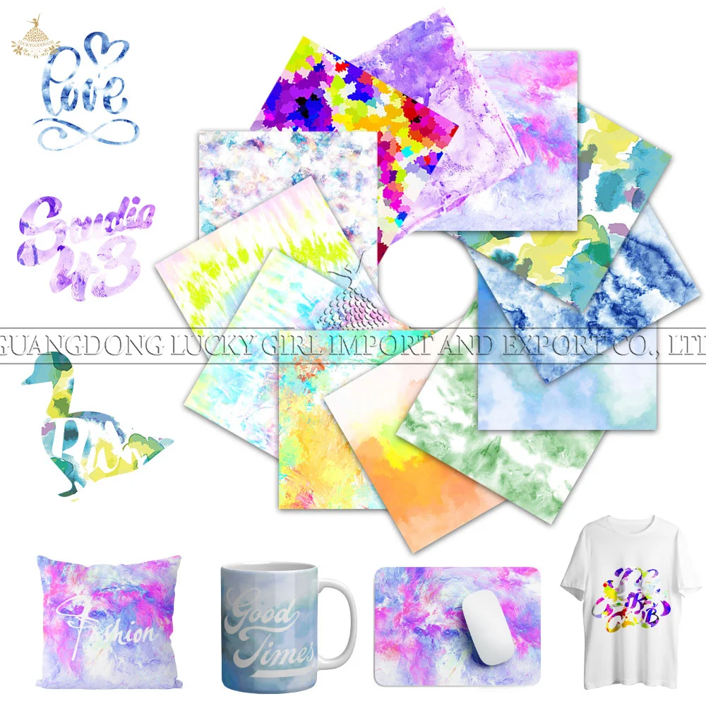 

Lucky Goddness Watercolor Infusible Transfer Ink Sheets 12 Pcs 12x10 IN Sublimation Transfer Paper for Mug Press T-Shirts Bags