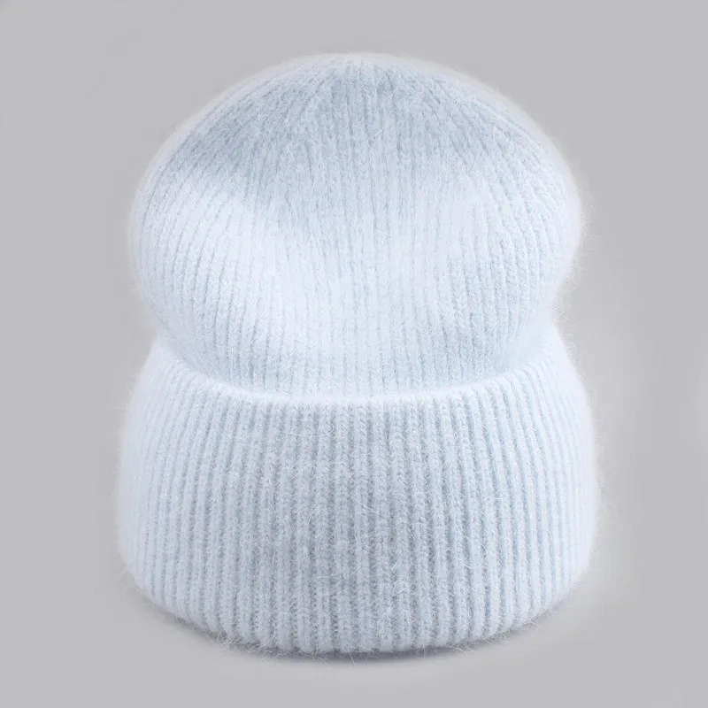 Xthree Winter Hut für Frauen Angola Beanie Hut Gestrickte Kaninchen Pelz Skullies Hut Warmen Motorhaube Kappe Weibliche Hüte für Mädchen hut – Detail 12