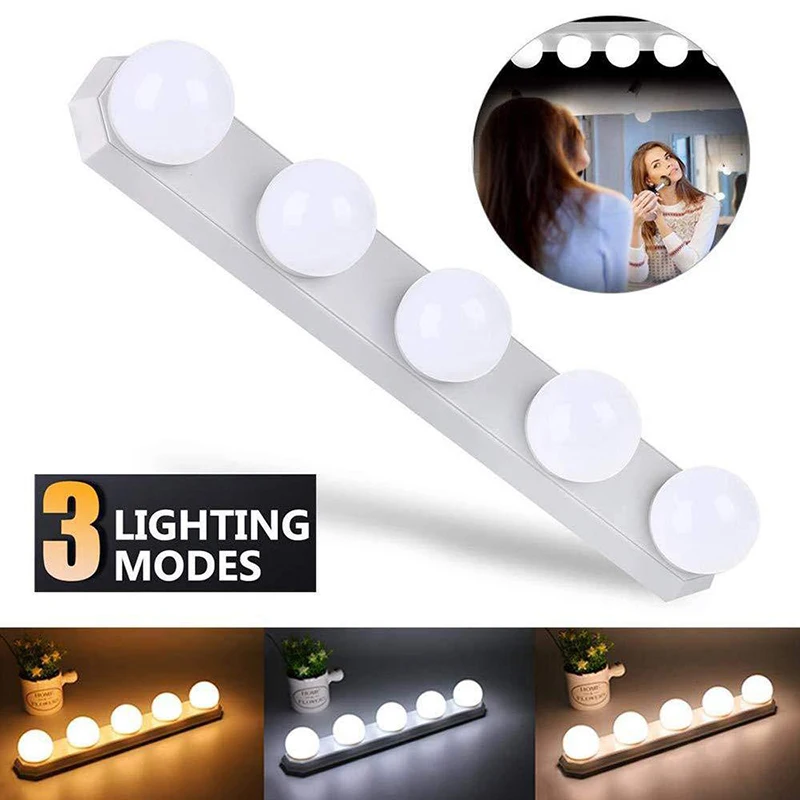 5 Bulbs LED Makeup Mirror Vanity Light 5V USB Hollywood Wall Lamp Kit for Dressing Table Lighting Night Lights