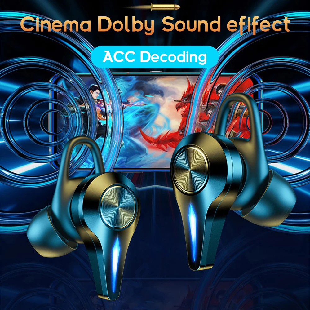 سماعات أذن TWS للألعاب سماعة لاسلكية تعمل بالبلوتوث 5.0 سماعات أذن رياضية ذكية CVC إلغاء الضوضاء سماعات رأس للألعاب مع ميكروفون