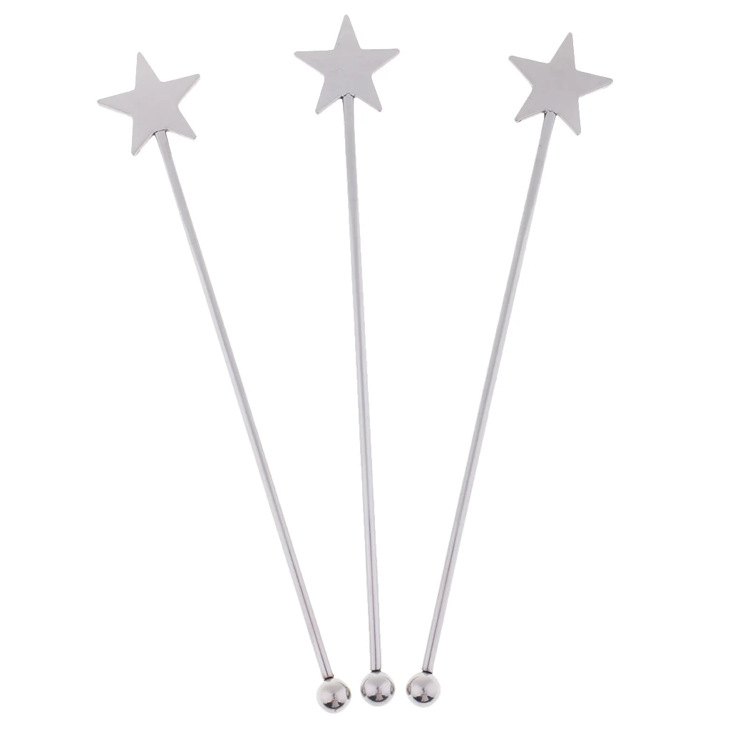 15.5cm Star Stainless Steel Bar Swizzle Stick Cocktail Picks Coffee Stirrers