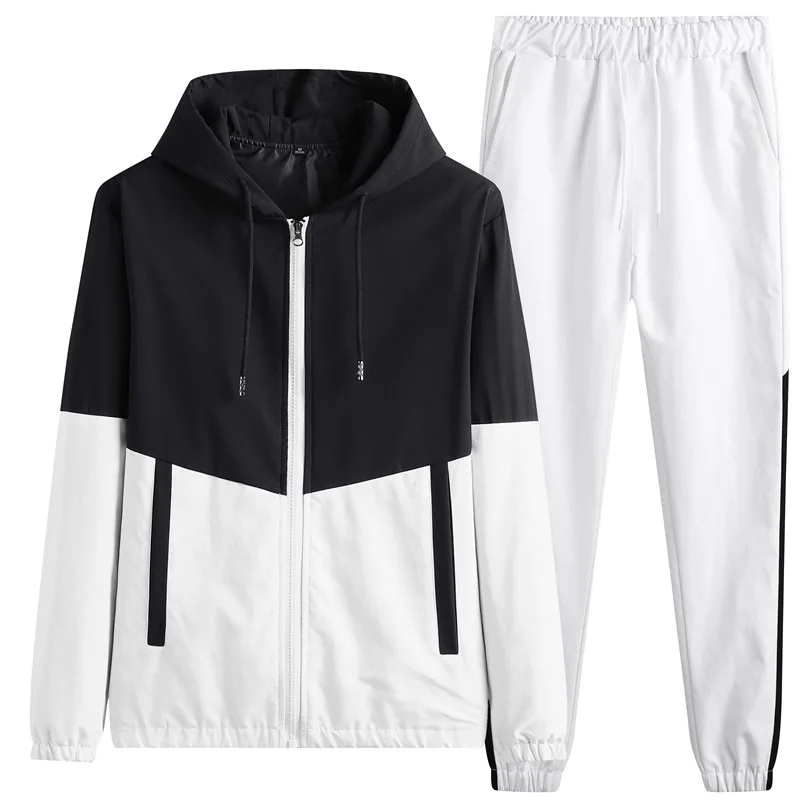 Spring And Autumn Leisure Sports Suit men\'s Trend Versatile Long Sleeve Sweater Coat men\'s Large Size Two Piece Youth Class Suit
