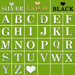26 English Capital Letters In Any Combination Of Sticker Fashion 3D mirror Letters Sticker Home Wall Decoration DIY Design Mural