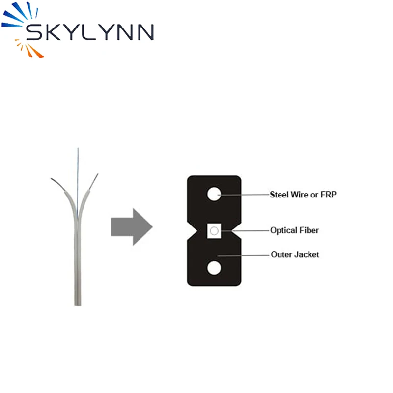 Câble de Roi ation intérieur FTTH à noyau unique avec câble en acier de 1.2mm, membre de force de tambour, veste LSZH, 1 à 12 sante, OEM accepté,