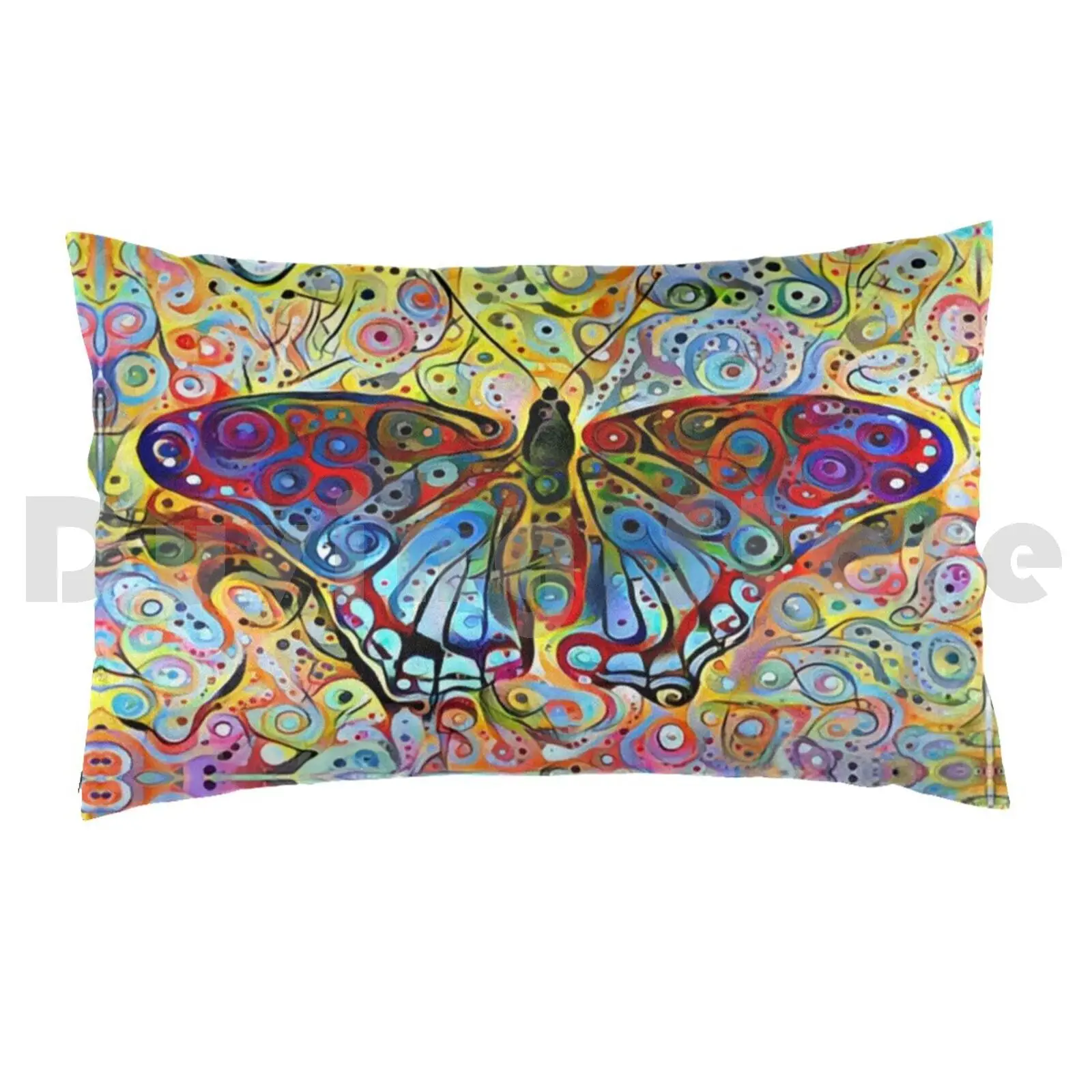 Mystify Pillow Case DIY 50*70 Butterflies Fly Red Blue Yellow Pink Green Abstract Papilio Glaucus Animal Wildlife