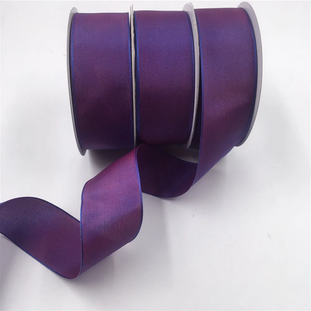 38MM Wired Edge Two Tone Purple Taffeta  Ribbon  for Birthday Decoration Chirstmas Gift DIY Wrapping 25yards 1-1/2