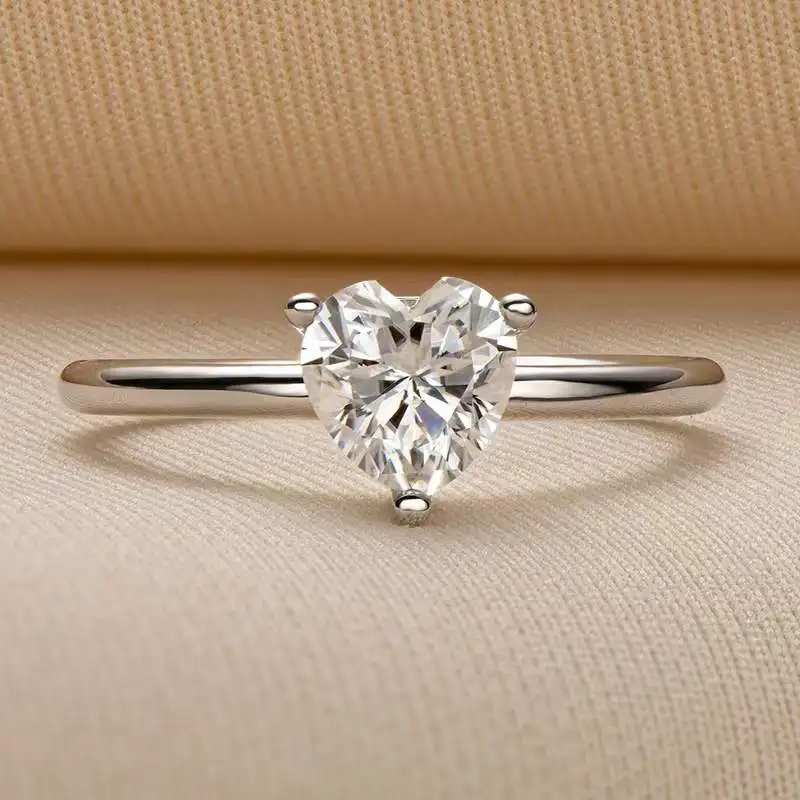 

Trendy 1 Carat D Color Heart Moissanite Engagement Ring Women Jewelry White Gold Plated 925 Sterling Silver Gra Moissanite Rings