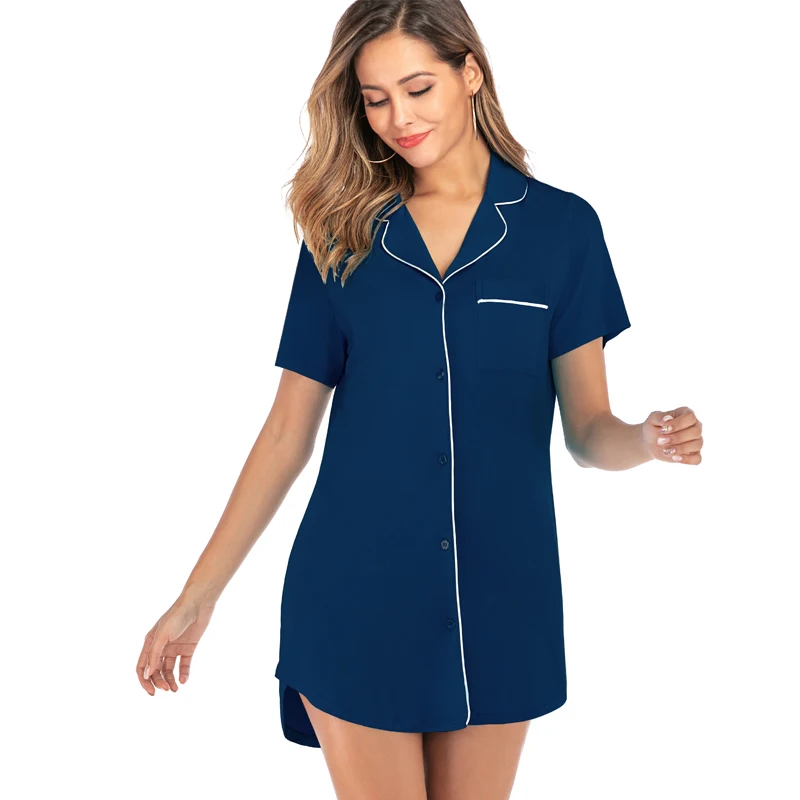 Aamkiast Modal PajamasSexy Women Sleepshirts Fresh Simple Nightgowns Women Sleepwear Nightdress Nightwear