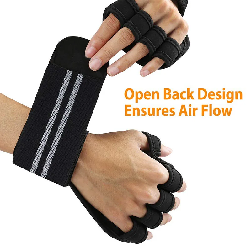 Weight Lifting Gloves Lifting Palm Grips Pads Workout Bodybuilding Training Fitness Gloves Workout Dumbbell Wrist Wrap