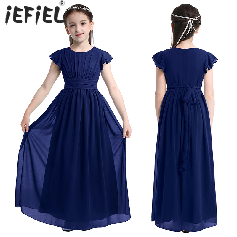 

Платье детское шифоновое с цветочным принтом, бальное Вечернее, для принцессы, для свадьбы, праздника, одежда для подростков, на лето